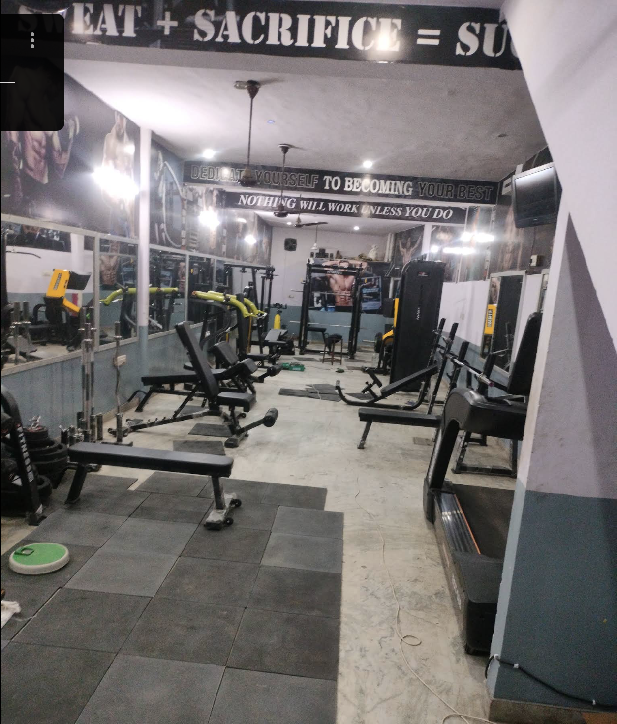 Hostel gym equipment and benches